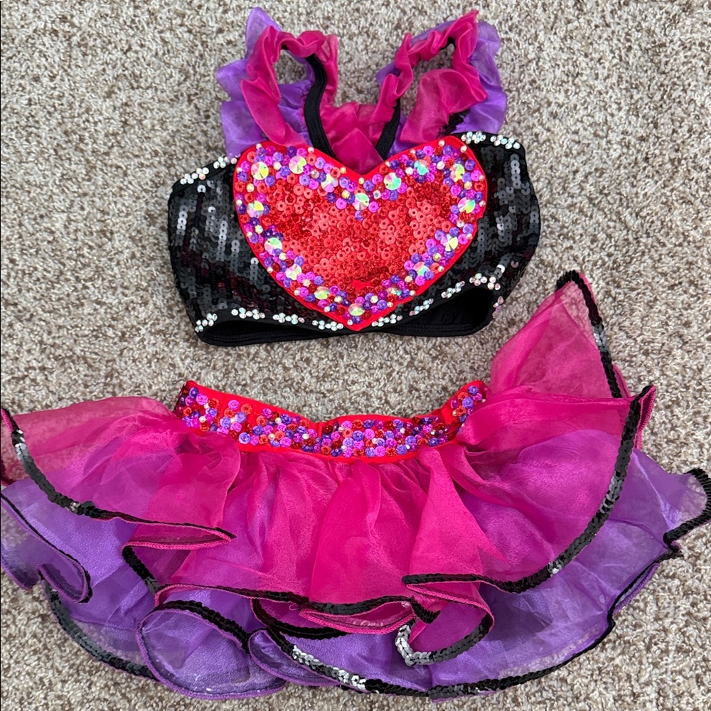 Glamour Sequin Heart Kids Costume - Red, Pink, and Purple